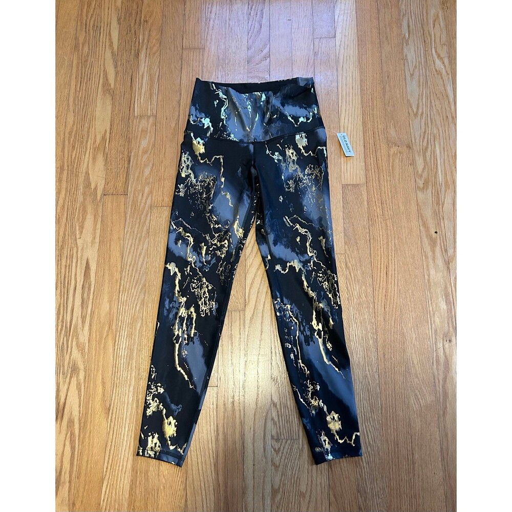 Old Navy Active Gold Marble Extra High Rise Powersoft Go Dry Leggings